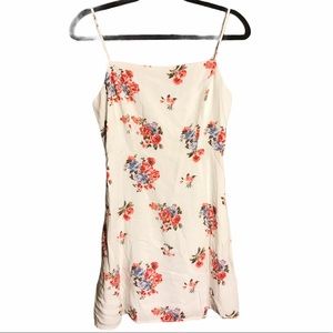 Socialite cream red floral summer party dress SZ Large